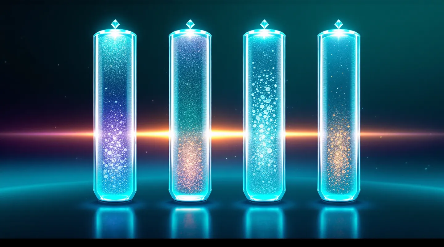 Four parallel frosted-glass columns over a deep-teal aurora ground, each carrying a different iridescent caustic-light pattern representing topical, subcutaneous, intraperitoneal, and oral bioavailability profiles